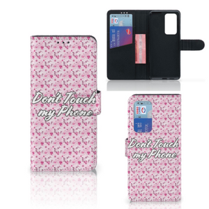 Huawei P40 Pro Portemonnee Hoesje Flowers Pink DTMP