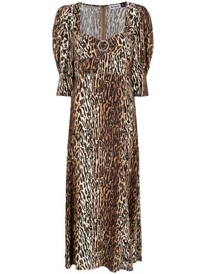 Rixo robe mi-longue à imprimé léopard - Marron