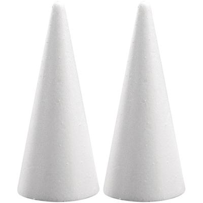 Piepschuim kegel - 2x - wit - H21 cm - styropor vormen - Hobby/diy - knutselmateriaal