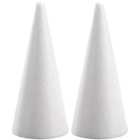 Piepschuim kegel - 2x - wit - H21 cm - styropor vormen - Hobby/diy - knutselmateriaal
