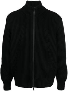 Zegna cardigan zippé à logo en intarsia - Noir