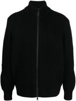 Zegna cardigan zippé à logo en intarsia - Noir - thumbnail