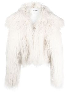 AMI Paris veste crop en fourrure artificielle - Blanc