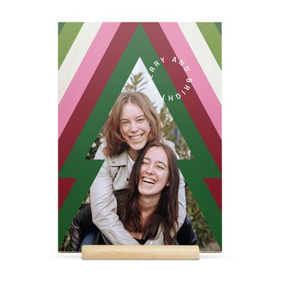 Gepersonaliseerde houten kerstkaart - Verticaal