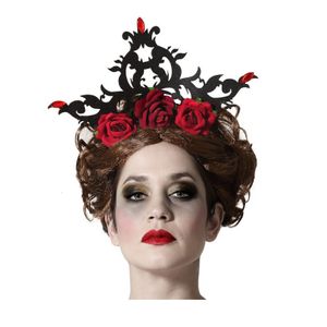 Halloween/horror verkleed kroon met rozen - vampier/dark queen - kunststof - dames/meisjes   -