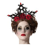 Halloween/horror verkleed kroon met rozen - vampier/dark queen - kunststof - dames/meisjes   - - thumbnail