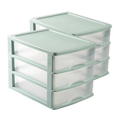 PlasticForte Ladeblok - Voordeelset van 4x stuks - groen - 3 lades - L35,5xB27xH26 - bureau organize