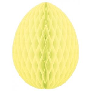 Paas decoratie ei van papier - lichtgeel - 20 cm - brandvertragend crepepapier - Pasen