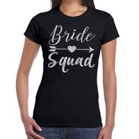 Bride Squad Cupido zilver glitter t-shirt zwart dames - thumbnail