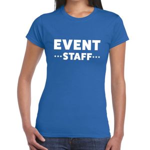 Event staff / personeel tekst t-shirt blauw dames