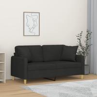 Tweezitsbank met sierkussens 140 cm stof zwart