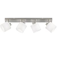 Trio PlafondspotTommy 4-lichts RVS met wit - R80334001