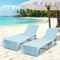 Ligbedhanddoeken 2 pcs Blauw 210 x 75 cm Polyester en Polyamide