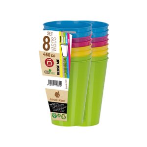 Juypal drinkbekers - 16x - multi - kunststof - 450 ml - herbruikbaar - Drinkglazen