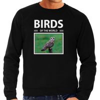 Velduilen sweater / trui met dieren foto birds of the world zwart voor heren - thumbnail