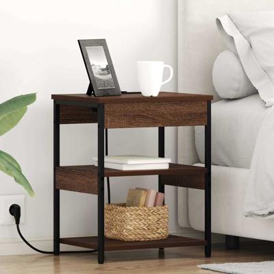 Nachtkastje 2 pcs bruin eikenkleur Bewerkt hout