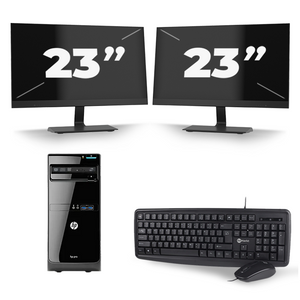 HP Pro 3500 Micro Tower - Intel Core i7-3e Generatie - 16GB RAM - 512GB SSD - Windows 10 + 2x 23 inch Monitor