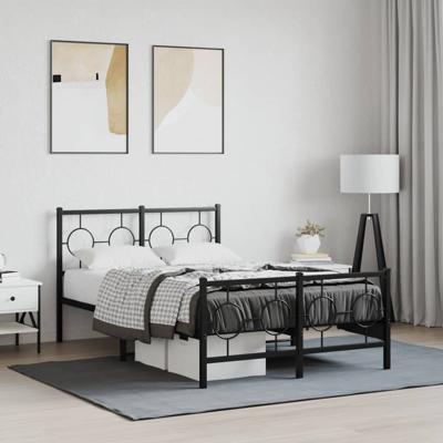 Bedframe met hoofd- en voeteneinde metaal zwart 120x200 cm