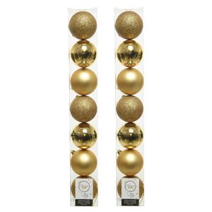 14x stuks kunststof kerstballen gouden 8 cm glans/mat/glitter - Kerstbal