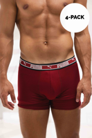Puma Dual Logo Boxershort 4-Pack Heren Burgundy/Zwart - Maat S - Kleur: RoodWitZwart | Soccerfanshop