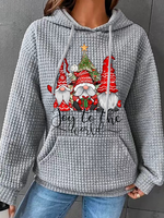 Joy To The World Gnome Christmas Cotton-Blend Simple Hoodie