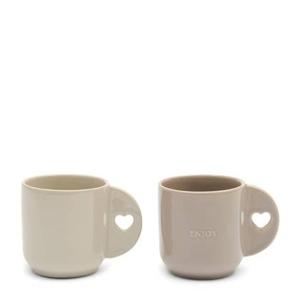 Riviera Maison - Taste & Enjoy Heart Mug Set Of 2pcs - Grijs