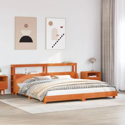Bedframe zonder matras massief grenenhout wasbruin 180x200 cm