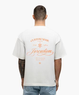 Jorcustom Handscript Loose Fit T-Shirt Heren Wit/Oranje - Maat M - Kleur: WitOranje | Soccerfanshop