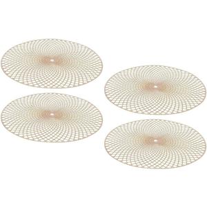 Decoris Placemat - 4x - goud - D38 cm - rond - polyurethaan leer - onderlegger