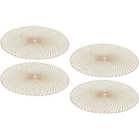 Decoris Placemat - 4x - goud - D38 cm - rond - polyurethaan leer - onderlegger - thumbnail