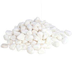 3x zakjes met grotere witte kiezelsteentjes 400 gram