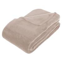 Fleece deken of plaid harig - beige - 180 x 230 cm - polyester - Bankdeken - Fleece plaid