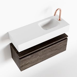 Toiletmeubel Mondiaz Andor | 80 cm | Meubelkleur Dark brown | Lex vrijhangend wastafel Talc Rechts | 1 kraangat
