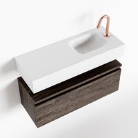 Toiletmeubel Mondiaz Andor | 80 cm | Meubelkleur Dark brown | Lex vrijhangend wastafel Talc Rechts | 1 kraangat