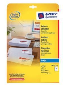 Avery-Zweckform Adresetiketten J4792-25 (N/A ),Wit, Rechthoek, Afgeronde hoeken, 675 stuk(s), Permanent hechtend