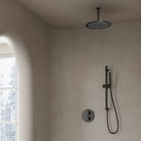 Saniclear Iron inbouw regendouche rond met 30cm hoofddouche, plafondarm en glijstang verouderd ijzer - gunmetal - thumbnail