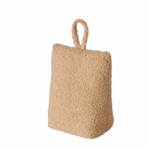 Boltze Deurstopper zak - 1 kg - licht bruin - pluche/teddy stof - 20 x 10 cm