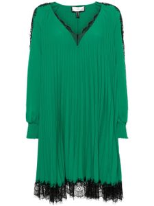 NISSA robe plissée bordée de dentelle - Vert