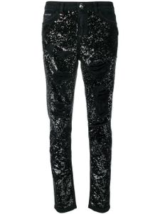 Philipp Plein jean boyfriend à paillettes - Noir