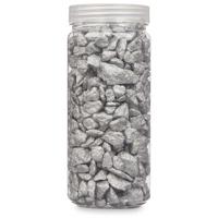 Giftdecor decoratie stenen/steentjes/kiezels - zilver - 10-20 mm steentjes - potje 700 gram