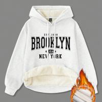 Bon&Bon Women's Loose Casual Gray Hoodie | Warm Long Sleeve Pullover White-14 / XS