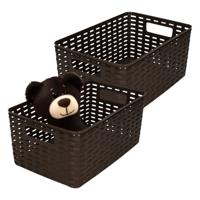 Opbergmand - 2x - Kastmand - rotan kunststof - donkerbruin - 10 Liter - 22 x 33 x 16 cm