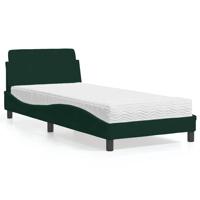 Bed met matras "Dover" fluweel donkergroen 90x200 cm