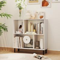 90 x 30 x 90 cm 4-Cube Boekenkast 2-Niveau Plank met Metalen Poten Opslag Plank Moderne Display Plank Opslag Organisator Kantoor/Thuis
