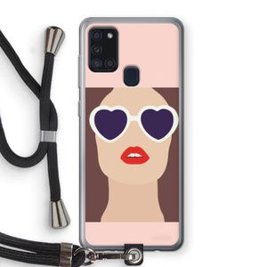 Red lips: Samsung Galaxy A21s Transparant Hoesje met koord