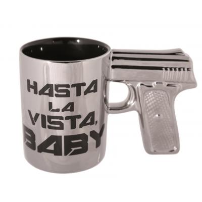 Pistool mok - Hasta la Vista Baby - zilver - 300 ml - terracotta - koffiemok