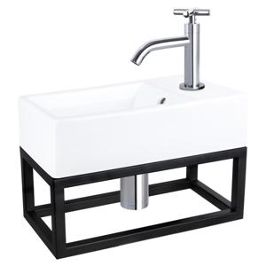 Differnz Force fonteinset keramiek - kraan kruis - met handdoekrek - 40 x 22 x 11.5 cm - chroom