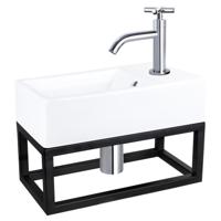 Differnz Force fonteinset keramiek - kraan kruis - met handdoekrek - 40 x 22 x 11.5 cm - chroom