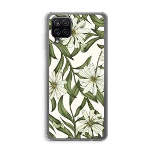 Wit bloemenpatroon: Samsung Galaxy A12 Transparant Hoesje