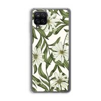 Wit bloemenpatroon: Samsung Galaxy A12 Transparant Hoesje